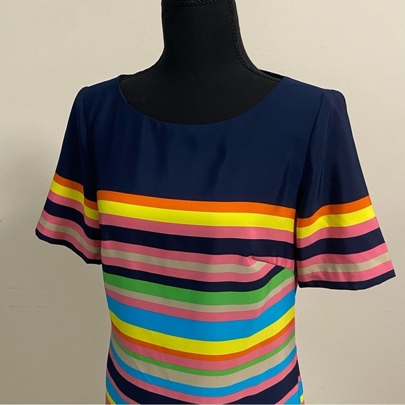 Trina Turk Dress Women’s Size 2 Navy & Multi Color stripe shift dress - Picture 4 of 16